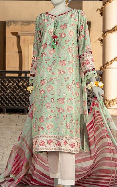Junaid Jamshed Light Green Lawn Suit (2 pcs) | Pakistani Lawn Dress in USA- Image 1