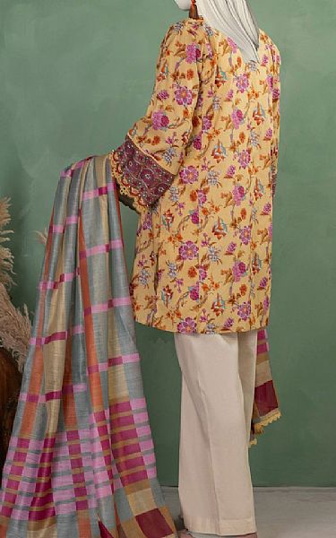Junaid Jamshed Sand Gold Lawn Suit (2 pcs) | Pakistani Lawn Dress in USA- Image 2