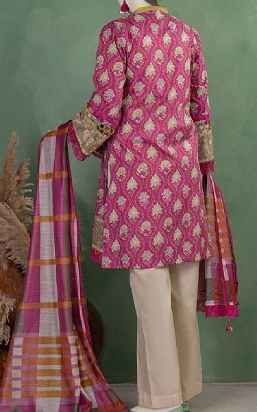 Junaid Jamshed Dark Pink Lawn Suit (2 pcs) | Pakistani Lawn Dress in USA- Image 2