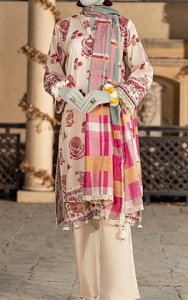 Junaid Jamshed Ivory Lawn Suit (2 pcs) | Pakistani Lawn Dress in USA- Image 1