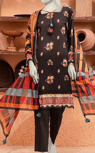 Junaid Jamshed Black Lawn Suit (2 pcs) | Pakistani Lawn Dress in USA- Image 1