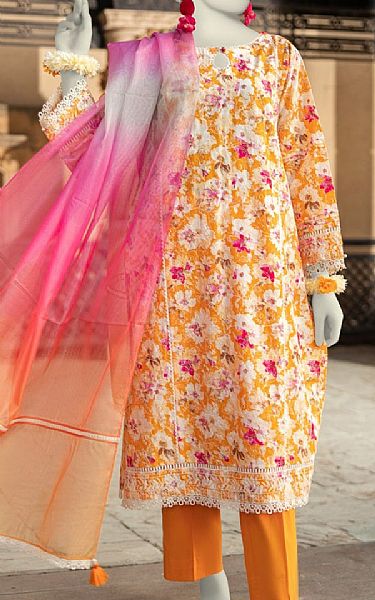 Junaid Jamshed Orange Lawn Suit | Pakistani Lawn Dress in USA- Image 1