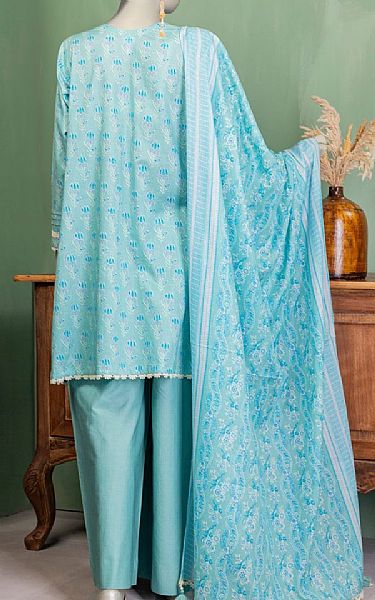 Junaid Jamshed Pale Aqua Lawn Suit | Pakistani Lawn Dress in USA- Image 2