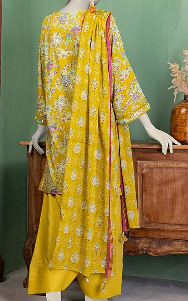 Junaid Jamshed Mustard Lawn Suit | Pakistani Lawn Dress in USA- Image 2