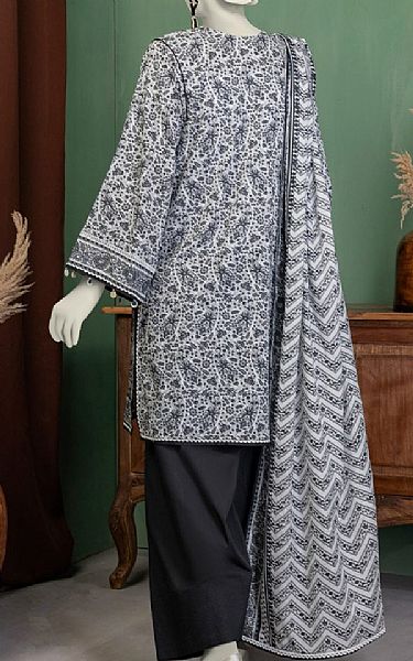 Junaid Jamshed Black/Off White Lawn Suit | Pakistani Lawn Dress in USA- Image 2