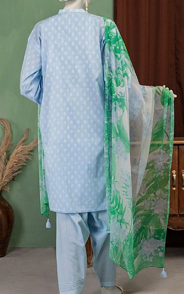 Junaid Jamshed Light Blue Lawn Suit | Pakistani Lawn Dress in USA- Image 2