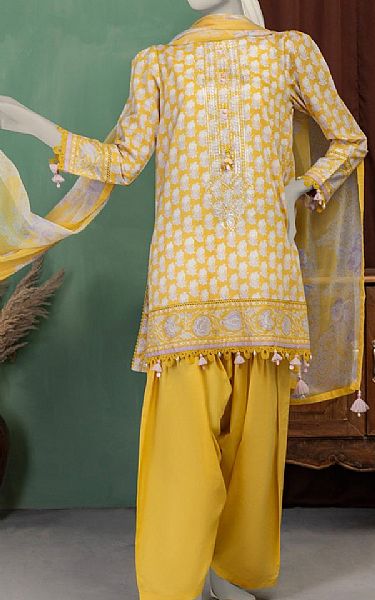 Junaid Jamshed Mustard Lawn Suit | Pakistani Lawn Dress in USA- Image 1