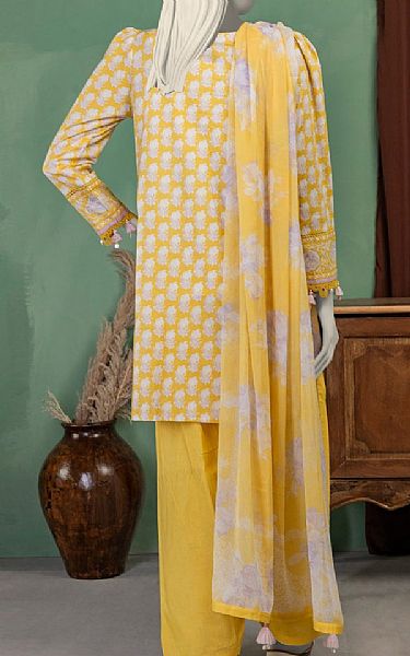 Junaid Jamshed Mustard Lawn Suit | Pakistani Lawn Dress in USA- Image 2
