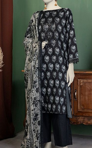 Junaid Jamshed Black Lawn Suit | Pakistani Lawn Dress in USA- Image 1