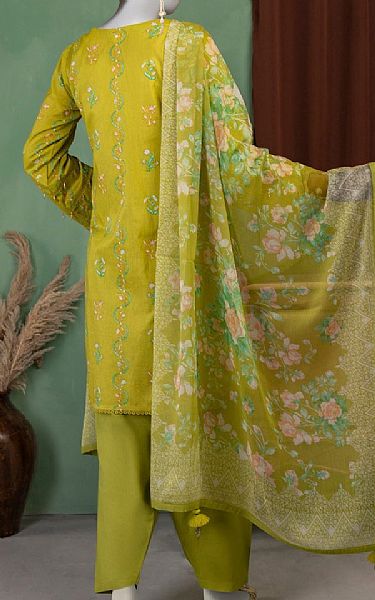 Junaid Jamshed Olive Green Lawn Suit | Pakistani Lawn Dress in USA- Image 2