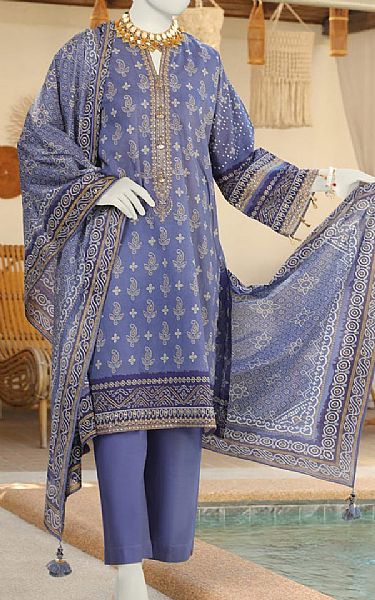 Junaid Jamshed Blue Bell Lawn Suit | Pakistani Lawn Suits- Image 1