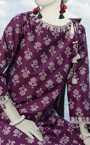 Junaid Jamshed Purple Lawn Kurti | Pakistani Lawn Suits- Image 2