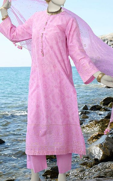Junaid Jamshed Pink Lawn Suit | Pakistani Lawn Suits- Image 1