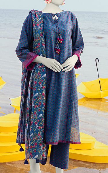 Junaid Jamshed Blue Jay Lawn Suit | Pakistani Lawn Suits- Image 1