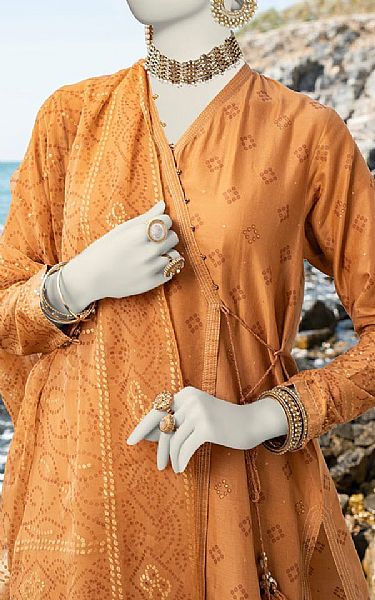 Junaid Jamshed Persian Orange Lawn Suit | Pakistani Lawn Suits- Image 2