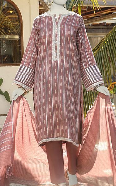 Junaid Jamshed Copper Rose Jacquard Suit | Pakistani Lawn Suits- Image 1