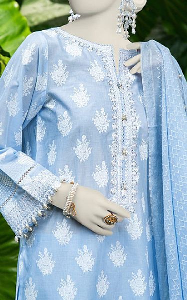 Junaid Jamshed Light Blue Lawn Suit | Pakistani Lawn Suits- Image 2
