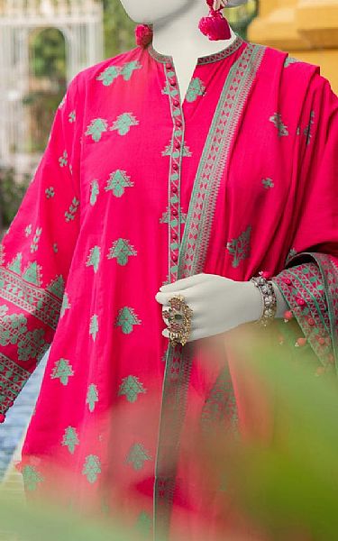 Junaid Jamshed Hot Pink Jacquard Suit | Pakistani Lawn Suits- Image 2