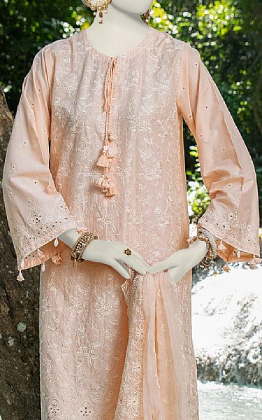Junaid Jamshed Peach Lawn Suit | Pakistani Lawn Suits- Image 2