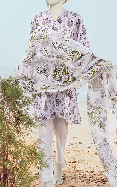 Junaid Jamshed Lavender Grey Lawn Suit | Pakistani Lawn Suits- Image 1