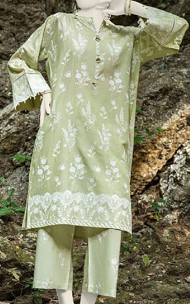 Junaid Jamshed Light Green Lawn Suit (2 Pcs) | Pakistani Lawn Suits- Image 1