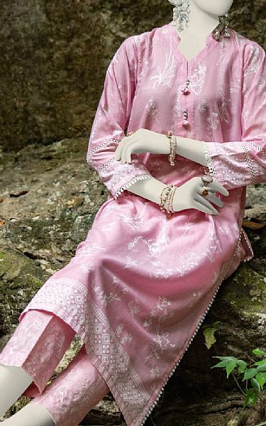 Junaid Jamshed Pink Lawn Suit (2 Pcs) | Pakistani Lawn Suits- Image 2
