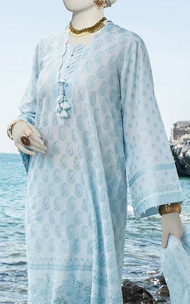 Junaid Jamshed Pale Aqua Lawn Suit | Pakistani Lawn Suits- Image 2