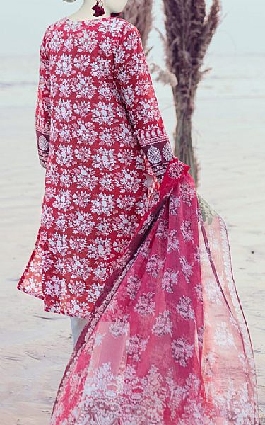 Junaid Jamshed Red Lawn Suit | Pakistani Lawn Dress in USA- Image 2