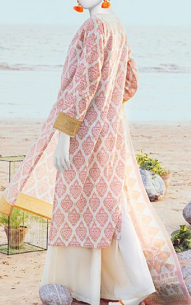 Junaid Jamshed Off White/Pink Lawn Suit | Pakistani Lawn Dress in USA- Image 2