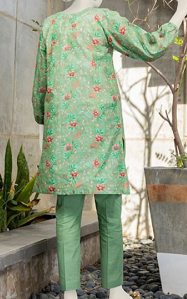Junaid Jamshed Greyish Green Lawn Kurti | Pakistani Lawn Suits- Image 2