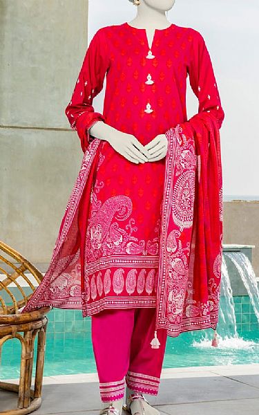Junaid Jamshed Hot Pink Lawn Suit (2 Pcs) | Pakistani Lawn Suits- Image 1