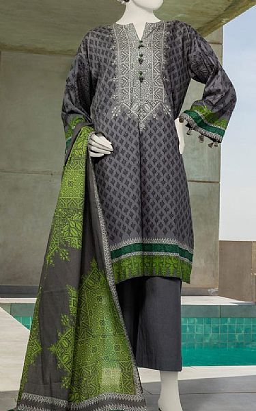 Junaid Jamshed Grey Lawn Suit (2 Pcs) | Pakistani Lawn Suits- Image 1