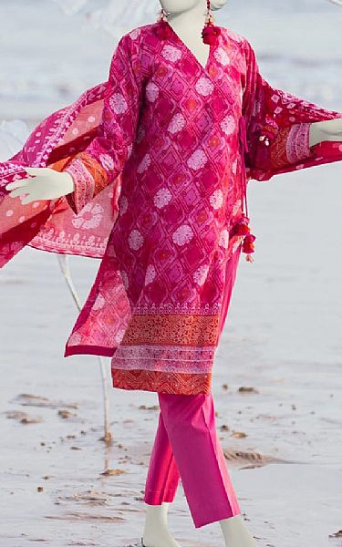 Junaid Jamshed Hot Pink Lawn Suit (2 Pcs) | Pakistani Lawn Suits- Image 1