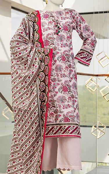 Junaid Jamshed Oyster Pink Lawn Suit | Pakistani Lawn Suits- Image 1