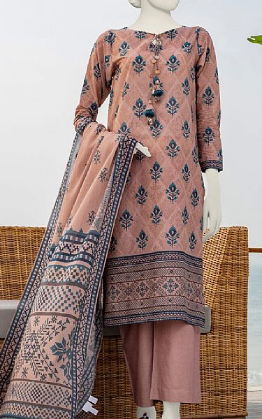 Junaid Jamshed Rosy Brown Lawn Suit | Pakistani Lawn Suits- Image 1