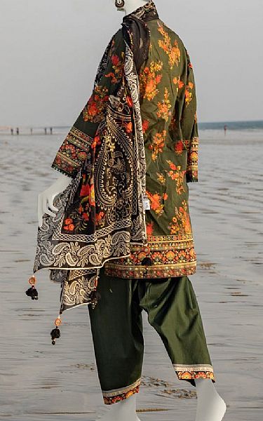 Junaid Jamshed Green Lawn Suit | Pakistani Lawn Suits- Image 2
