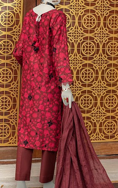 Junaid Jamshed Wine/Cardinal Lawn Suit | Pakistani Lawn Suits- Image 2