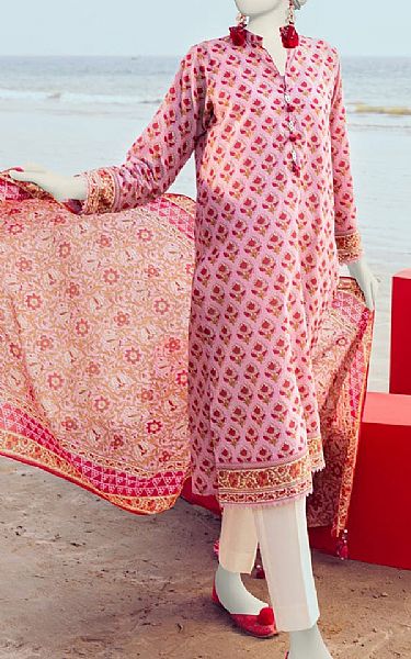 Junaid Jamshed Tea Pink Lawn Suit (2 Pcs) | Pakistani Lawn Suits- Image 1