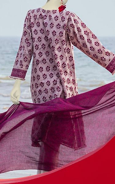 Junaid Jamshed Light Pink/Grape Purple Lawn Suit (2 Pcs) | Pakistani Lawn Suits- Image 2