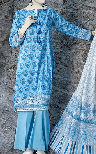 Junaid Jamshed Blue Lawn Suit (2 Pcs) | Pakistani Lawn Suits- Image 1