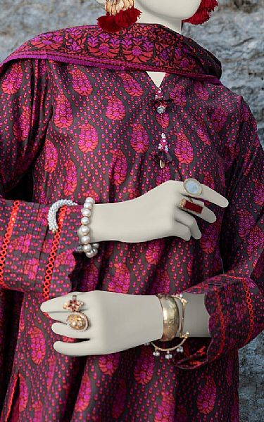 Junaid Jamshed Vampire Grey Lawn Suit (2 Pcs) | Pakistani Lawn Suits- Image 2