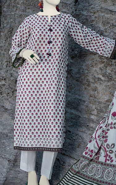 Junaid Jamshed French Grey/Pansy Purple Lawn Suit (2 Pcs) | Pakistani Lawn Suits- Image 1