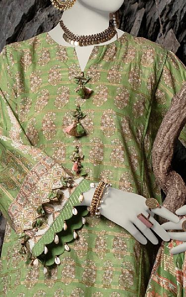 Junaid Jamshed Drab Green Lawn Suit | Pakistani Lawn Suits- Image 2
