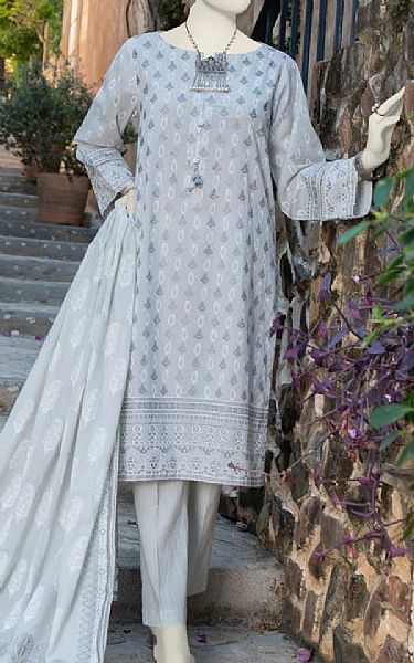 Junaid Jamshed Grey Lawn Suit | Pakistani Lawn Suits- Image 1