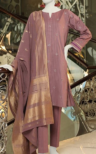Junaid Jamshed Rose Taupe Lawn Suit | Pakistani Lawn Suits- Image 1