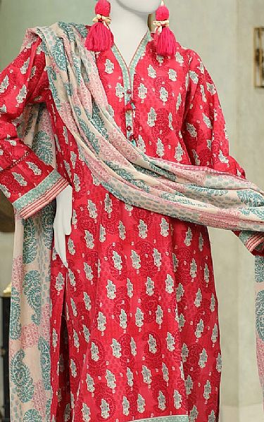 Junaid Jamshed Red Lawn Suit | Pakistani Lawn Suits- Image 2