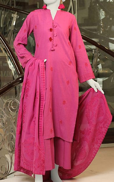Junaid Jamshed Dark Pink Lawn Suit | Pakistani Lawn Suits- Image 1