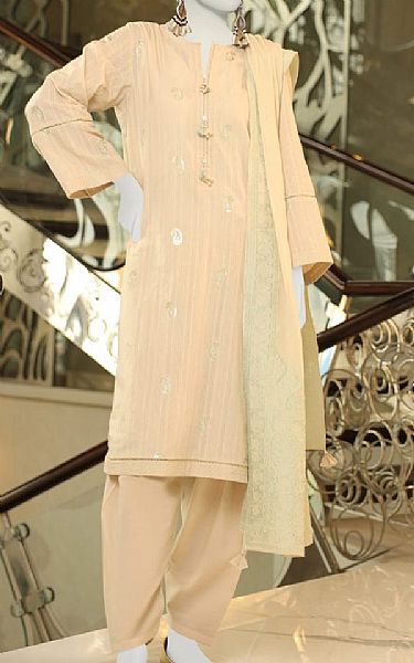 Junaid Jamshed Peach Puff Lawn Suit | Pakistani Lawn Suits- Image 1