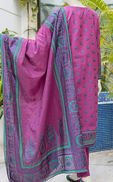 Junaid Jamshed Purplish Pink Lawn Suit | Pakistani Lawn Suits- Image 2