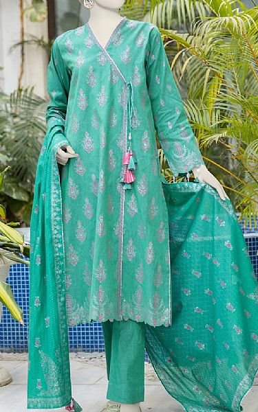 Junaid Jamshed Sea Green Lawn Suit | Pakistani Lawn Suits- Image 1